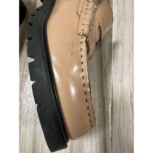 FREE PEOPLE Liv Camel Leather Penny Loafers 6 EUR 36 Heritage Minimalist Preppy - Picture 12 of 16